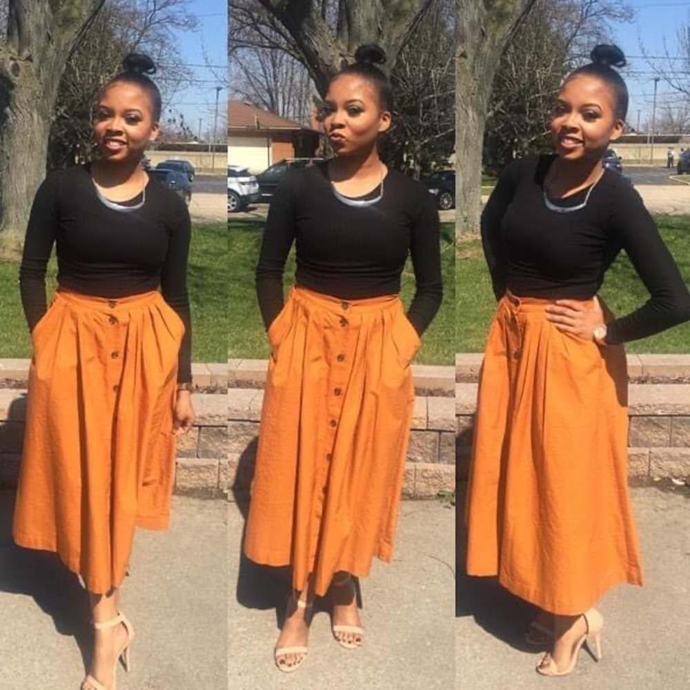Long Burnt Orange Skirt